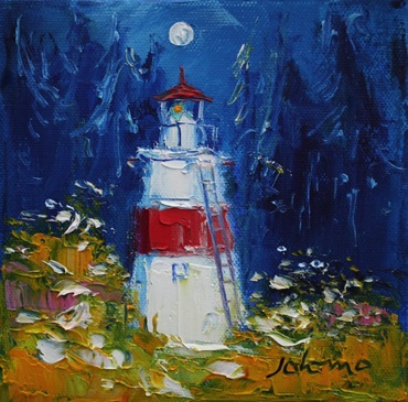 Moonrise The Wee Lighthouse at Crinan ss 6x6